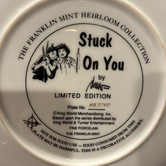 {Franklin Mint} Little Rascal Decorative Plate, "Stuck On You" Limited Edition - Picture 4 of 4